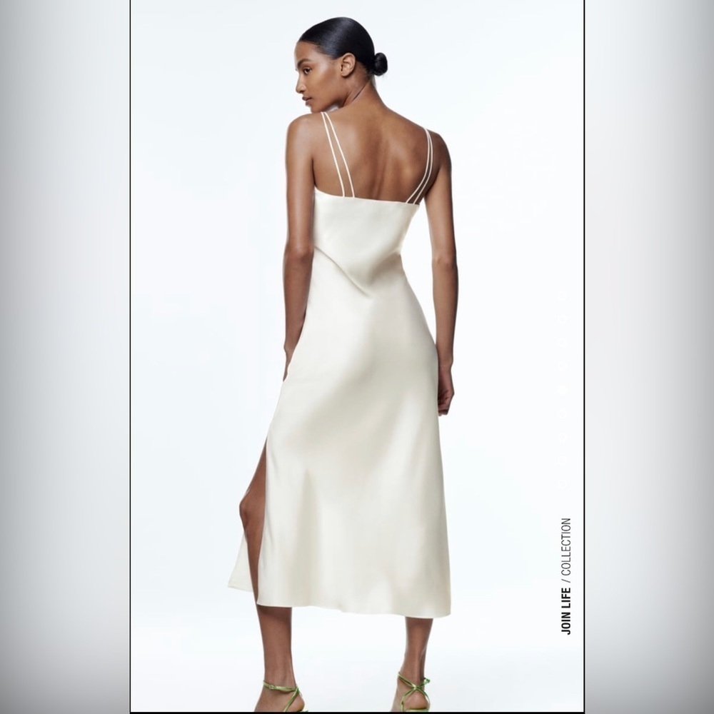 ZARA CHAIN STRAP SATIN EFFECT SLIP DRESS - Picture 5 of 9